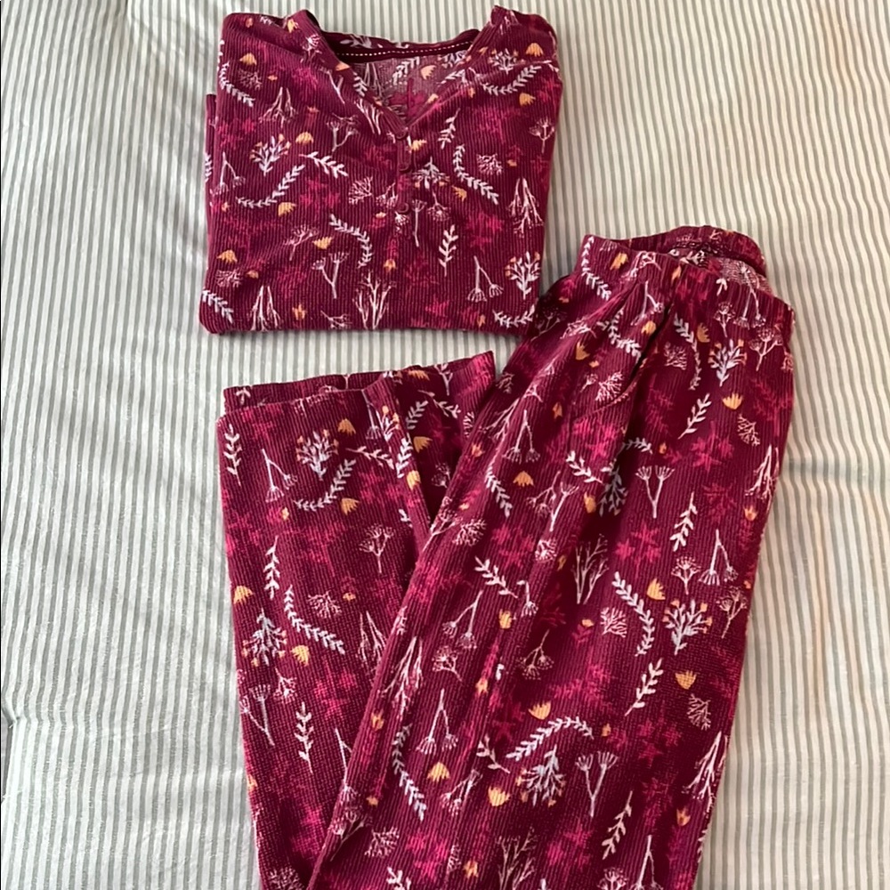 LC Lauren Conrad Red and White Lace Pajama Set